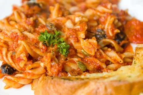 Fusilli with Tomato Sauce Stock Photos