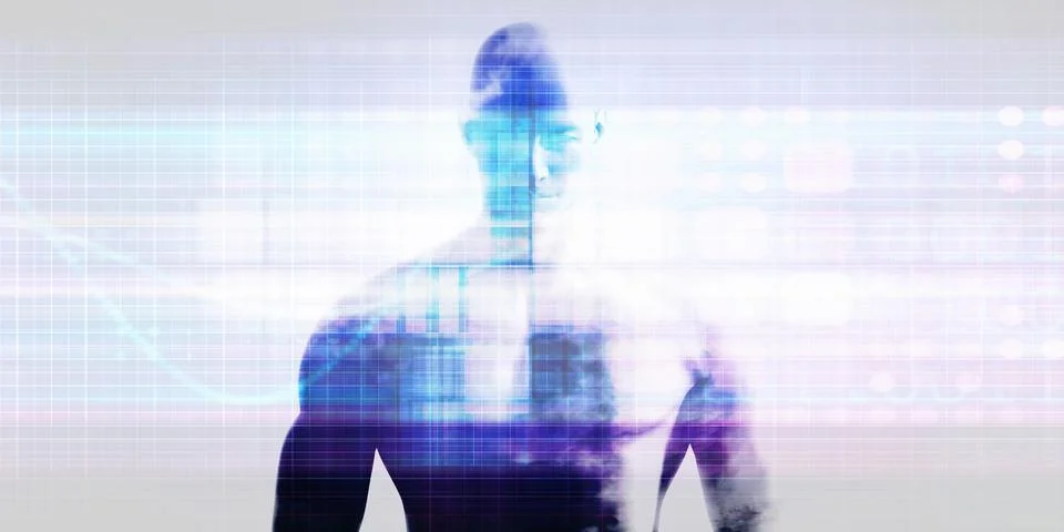 Fusion Of Biological And Digital Intelligence Future Innovation Stock Illustration