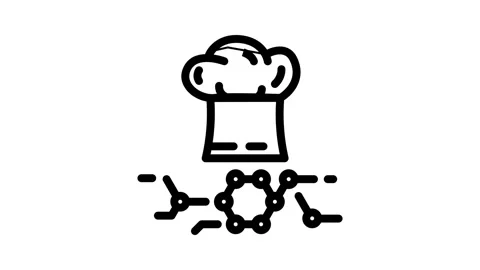 Fusion cuisine restaurant chef line icon animation Video stock 326754286