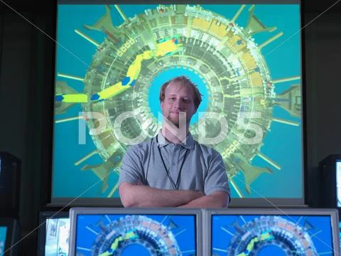 Fusion Reactor Scientist With Screens