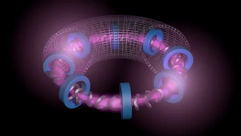 Fusion Reactor stellarator style. 3d animation art concept Видео 93450024