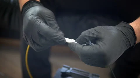 Fusion splicing machine, Fiber Optic Cable, Connectors, Terminat Stock-Footage 138818163