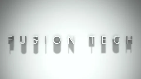 FUSION TECH 3D title animation with shadows on a white background Stock Footage 296801588