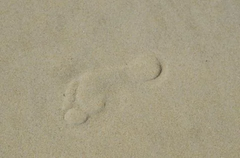 Fußabdruck Fußabdruck im Sand bei Vieux-Boucau-les-Bain, Atlantikküste, Fr Stock Photos