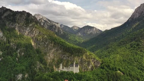 Füssen, Germany – August 25, 2025 – Aerial Drone of Neuschwanstein Castle Stock Footage 315552828