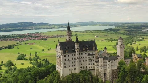 Füssen, Germany – August 25, 2025 – Aerial Drone of Neuschwanstein Stock Footage 315552946