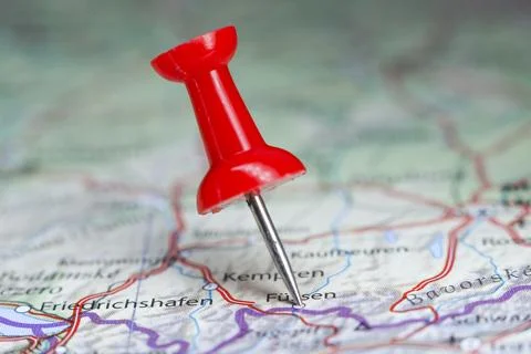 Fussen pin on map of Germany Stock Photos