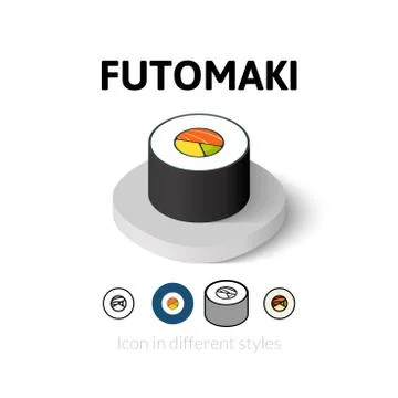 Futomaki icon in different style 스톡 일러스트
