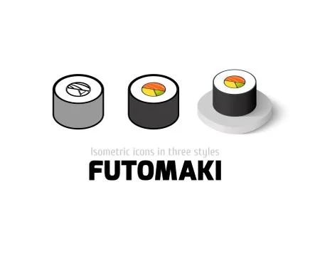 Futomaki icon in different style Stock Illustration