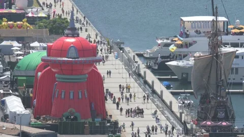 Futurama Planet Express - Comic-Con 2023, behind convention center Stock Footage 246634521