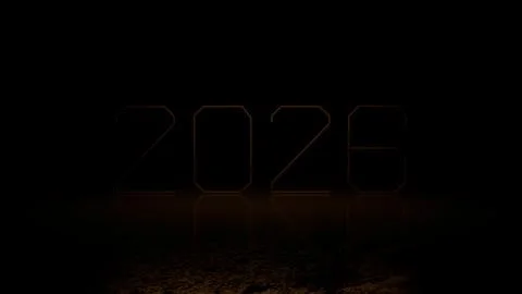 Future 2026 glowing numbers on dark surface Stock Illustration
