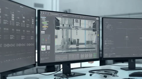 Future 3d printer creating prosthetic arm prototypes for amputation treatment Stock Footage 305944991