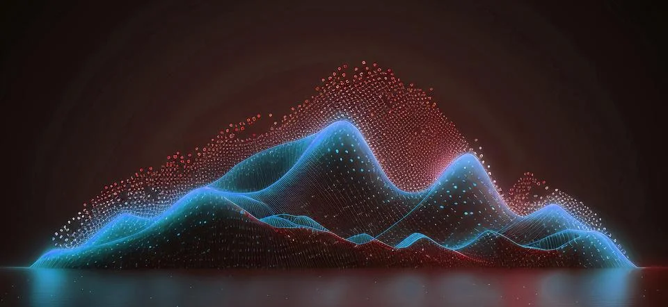 Future 3d technology style backdrop with lighting. Colorful sound wave back.. Stock Illustration