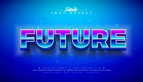 Future 3D Text Effect Design Editable and Scalable Vector Graphic Style Effect Stock Illustration