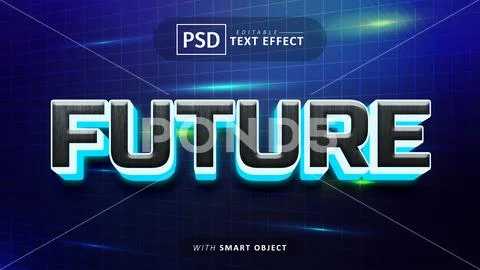 Future 3d text effect editable PSD Template