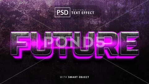 Future 3d text effect editable PSD Template