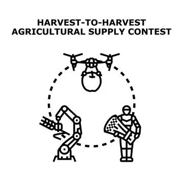 Future agriculture innovation contest using robotic harvesting technology Illustrazione stock