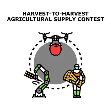 Future agriculture innovation contest using robotic harvesting technology Stock Illustration