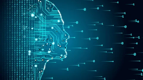 Future AI tech machine learning, human fast digital computing, robot revolution 库存影片 115175198