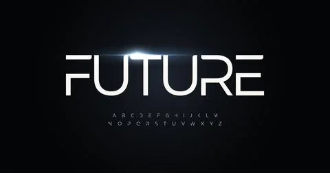 Future alphabet, thin line letters, minimal style font. Futuristic type for logo Stock Illustration