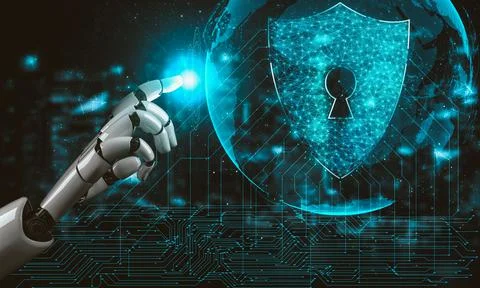 Future artificial intelligence and machine learning for AI droid robot or cyborg Stock Illustration