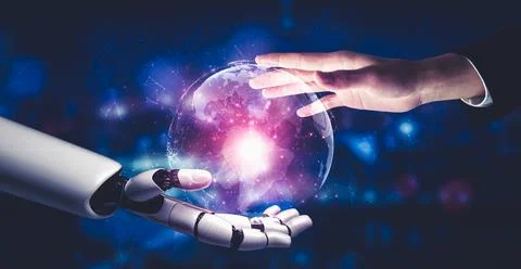 Future artificial intelligence and machine learning for AI droid robot or cyborg Illustrazione stock