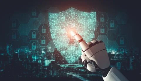 Future artificial intelligence and machine learning for AI droid robot or cyborg Stock Illustration