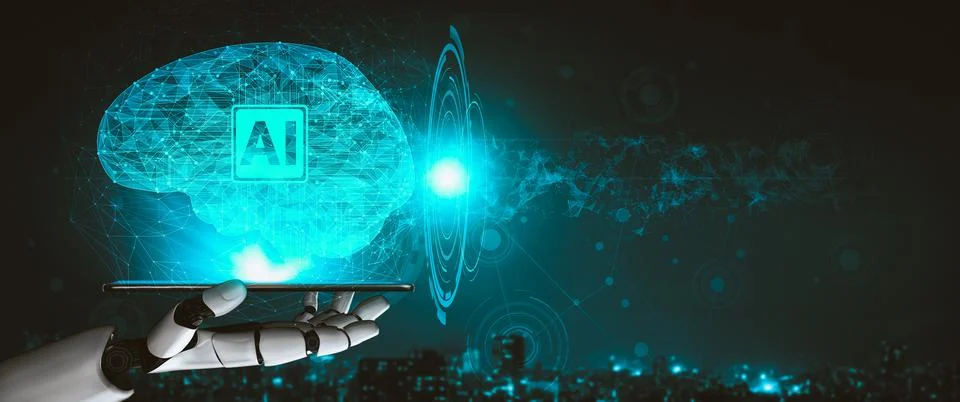 Future artificial intelligence and machine learning for AI droid robot or cyborg Illustrazione stock