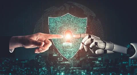 Future artificial intelligence and machine learning for AI droid robot or cyborg Stock Illustration