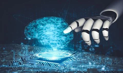 Future artificial intelligence and machine learning for AI droid robot or cyborg 스톡 일러스트