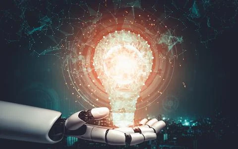 Future artificial intelligence and machine learning for AI droid robot or cyborg Stockillustratie