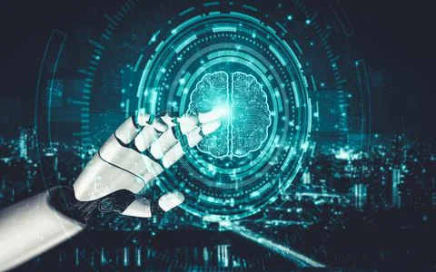 Future artificial intelligence and machine learning for AI droid robot or cyborg Stock Illustration