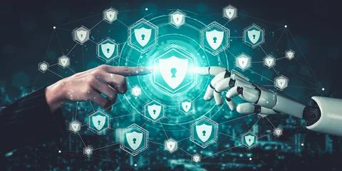 Future artificial intelligence and machine learning for AI droid robot or cyborg Stock-Illustration