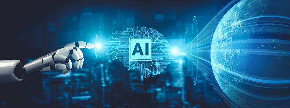 Future artificial intelligence and machine learning for AI droid robot or cyborg イラスト素材