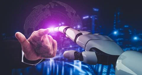 Future artificial intelligence and machine learning for AI droid robot or cyborg Stock Illustration