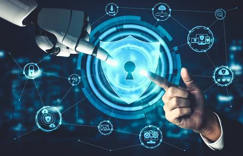 Future artificial intelligence and machine learning for AI droid robot or cyborg Stock Illustration