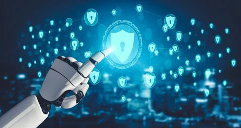 Future artificial intelligence and machine learning for AI droid robot or cyborg Stock Illustration