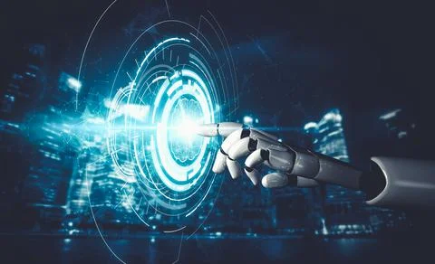 Future artificial intelligence and machine learning for AI droid robot or cyborg Stockillustratie