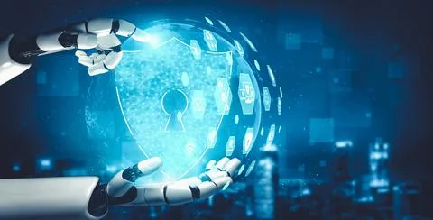 Future artificial intelligence and machine learning for AI droid robot or cyborg Stock Illustration