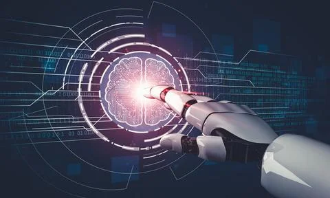 Future artificial intelligence and machine learning for AI droid robot or cyborg Stock Illustration