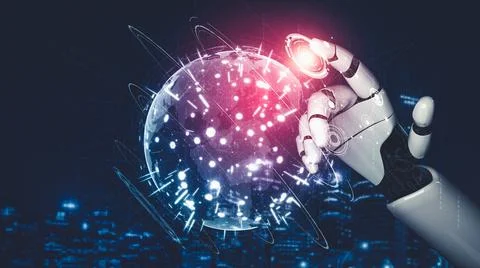 Future artificial intelligence and machine learning for AI droid robot or cyborg Stock Illustration