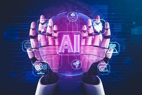 Future artificial intelligence and machine learning for AI droid robot or cyborg Stock Illustration