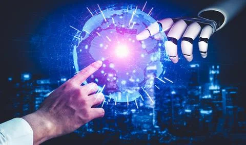 Future artificial intelligence and machine learning for AI droid robot or cyborg Illustrazione stock