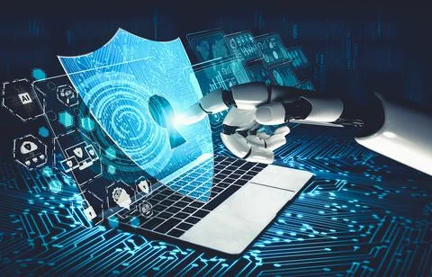 Future artificial intelligence and machine learning for AI droid robot or cyborg Stock-Illustration