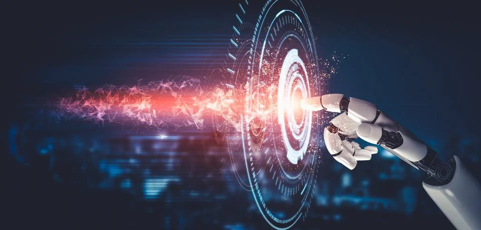 Future artificial intelligence and machine learning for AI droid robot or cyborg イラスト素材