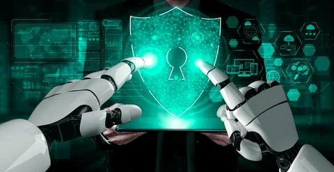 Future artificial intelligence and machine learning for AI droid robot or cyborg Stock Illustration