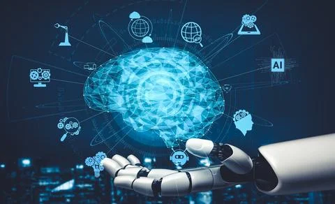 Future artificial intelligence and machine learning for AI droid robot or cyborg イラスト素材