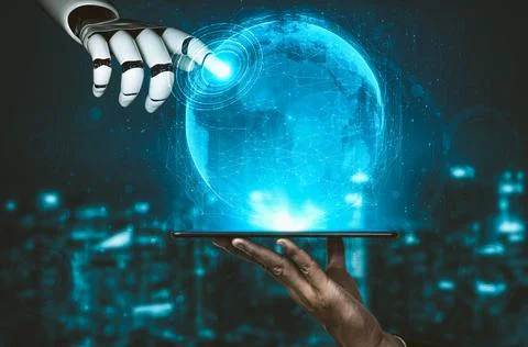 Future artificial intelligence and machine learning for AI droid robot or cyborg イラスト素材