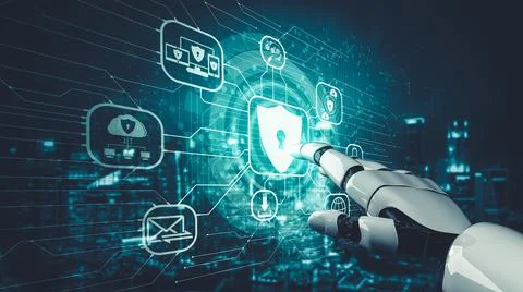 Future artificial intelligence and machine learning for AI droid robot or cyborg Stock Illustration