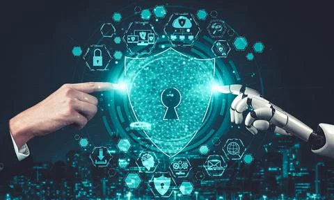 Future artificial intelligence and machine learning for AI droid robot or cyborg Stock-Illustration